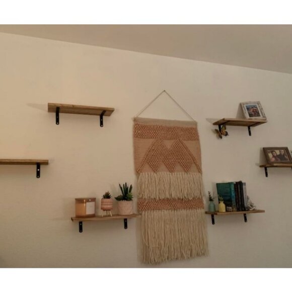 Wood Floating Shelves Set of 6, Shelves for Wall Decor, Farmhouse Shelf - Picture 3 of 3